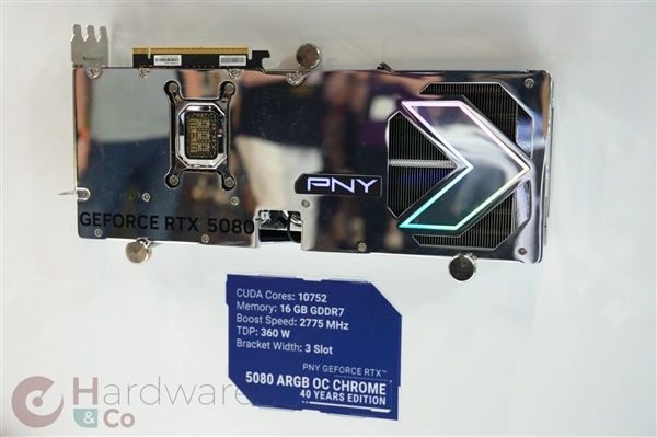 抛光镀铬超级亮！PNY 40周年纪念版RTX 5090/5080规格确认